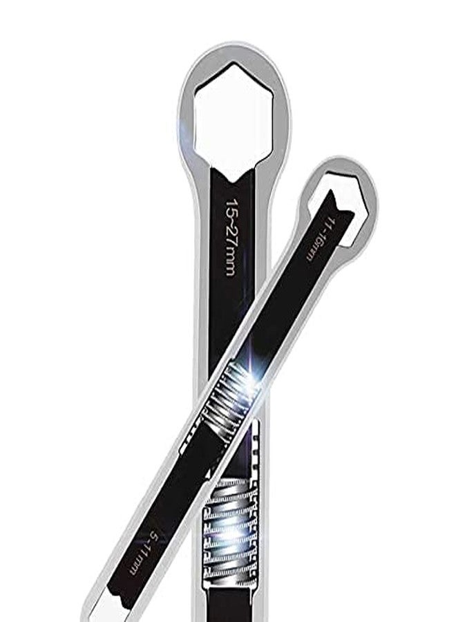 Ritmo مفتاح ربط متعدد الاستخدامات من ريتومو، رأس مزدوج، مفتاح ربط عالمي، براغي وصواميل، مفاتيح ربط قابلة للتعديل، مفتاح عزم الدوران، أدوات يدوية لصيانة وإصلاح السيارات - قطعتان - Image 1